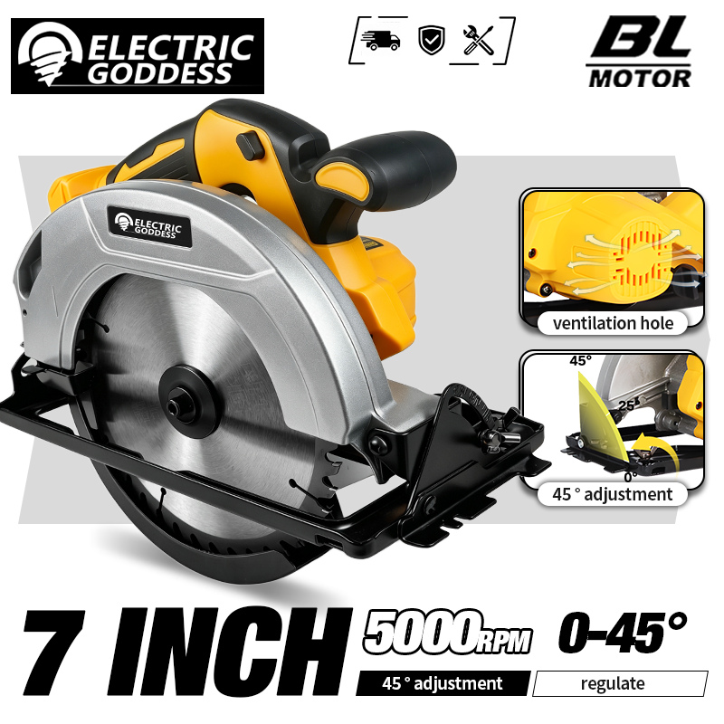 Power Tools Yellow - 5000rpm 7inch Cordless Yellow Circular Saw