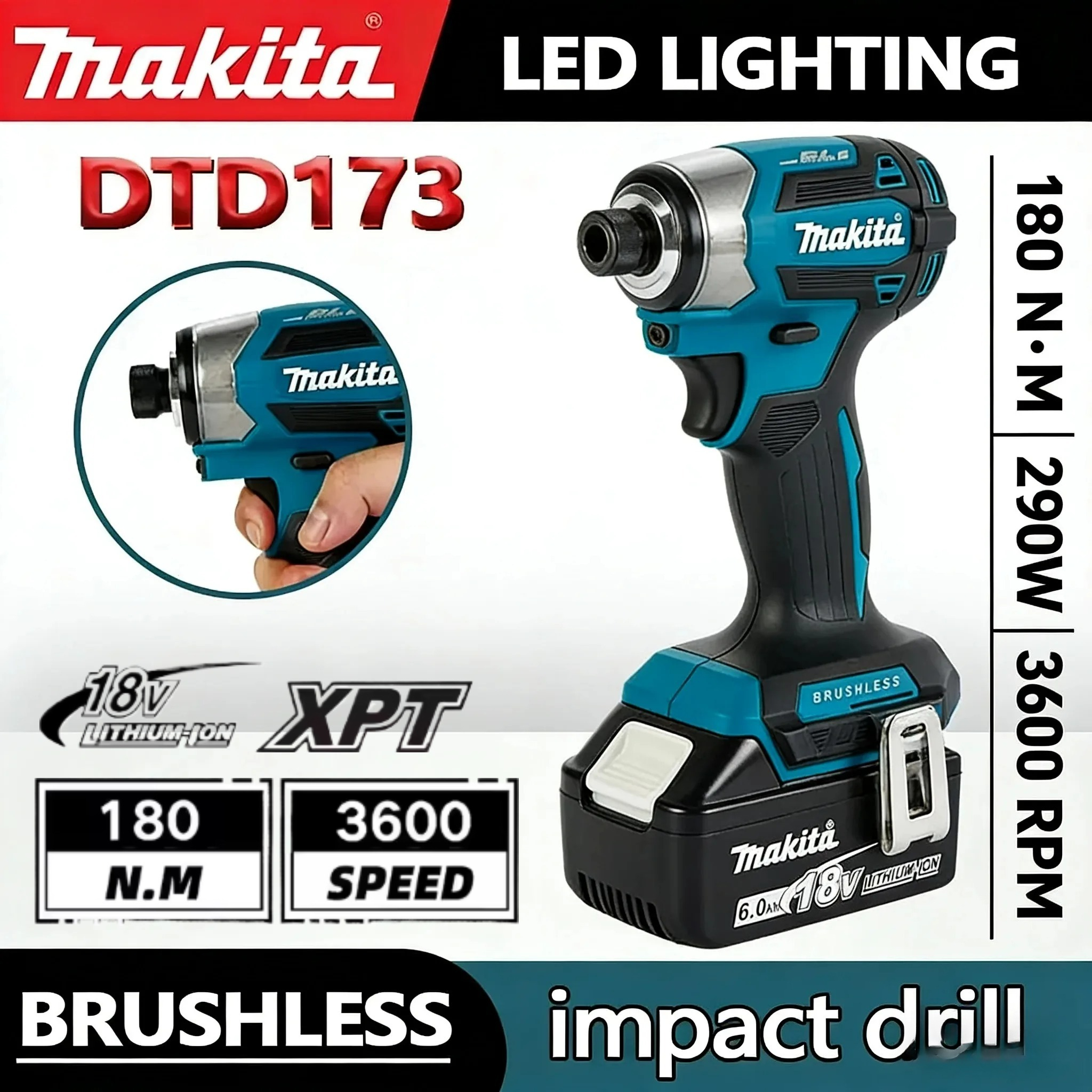Power Tools Impact - Makita DTD173 Brushless Impact Screwdriver Rechargeable