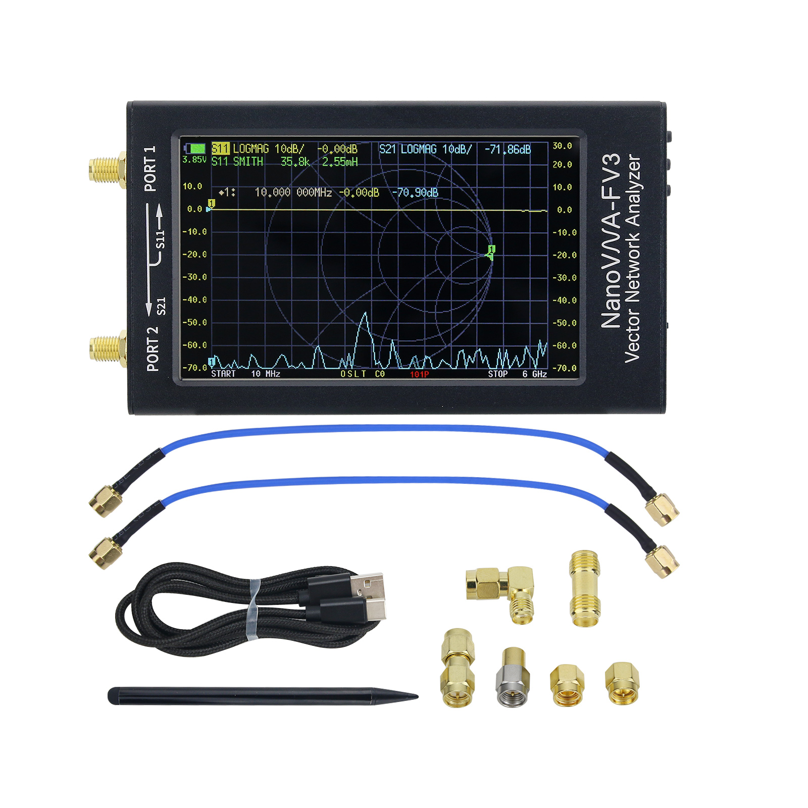 NanoVNA-F V3 1MHz-6GHz Portabl - đánh giá và giá Power Tools Vector